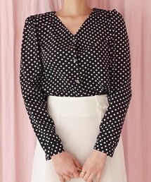 DHOLIC | Vネックドットブラウス(シャツ/ブラウス)