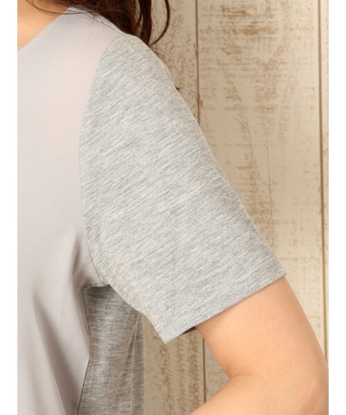 qualite(カリテ)の「ロゴシフォンカットソー【GINGER2014年05月号P.195掲載】(トップス・レディース・グレー/ミント/ホワイト・F)」の10枚目の写真