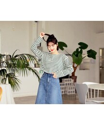 HOTPING | ボーダーボートネックTシャツ(Tシャツ/カットソー)