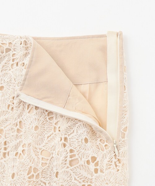 IENA LA BOUCLE モチーフレースフレアスカートベージュ