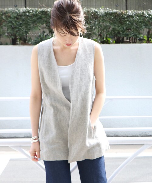 plageプラージュSILK NEP ジャケット セール】Sheer ジャケット（ノーカラージャケット）｜Plage