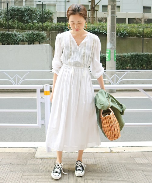 □美品◆スローブイエナ◆レースピンタック ワンピース SLOBE IENA（スローブイエナ）の「《予約》レースピンタック