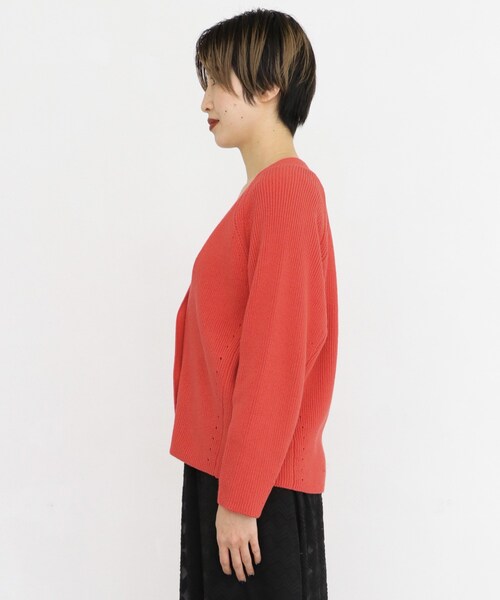 KBF+（ケービーエフプラス）の「KBF+ アイレットコクーンカーディガン（トップス・レディース・ORENGE RED/ICE GRAY/BEIGE/SAX・one）」の6枚目の写真