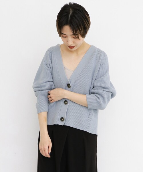 KBF+（ケービーエフプラス）の「KBF+ アイレットコクーンカーディガン（トップス・レディース・ORENGE RED/ICE GRAY/BEIGE/SAX・one）」の4枚目の写真