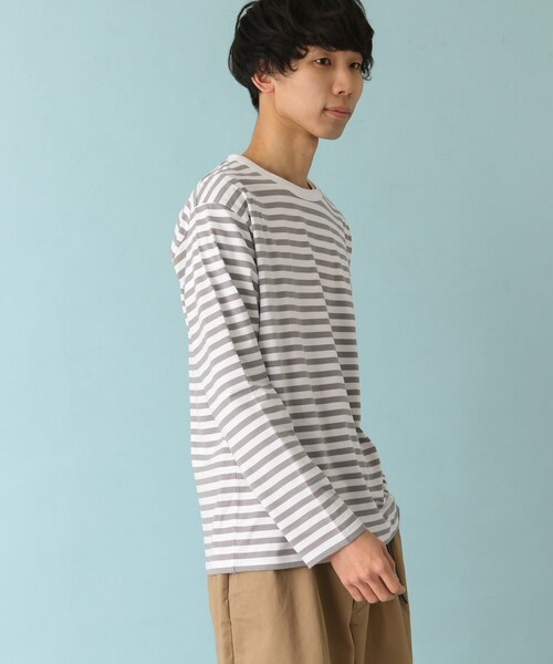 FORK&SPOON(フォークアンドスプーン)の「FORK&SPOON ボーダーロングスリーブTシャツ(トップス・メンズ・OFFxNVY/OFFxGRY・4/5)」の2枚目の写真