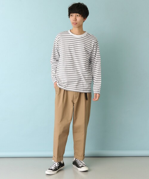 FORK&SPOON(フォークアンドスプーン)の「FORK&SPOON ボーダーロングスリーブTシャツ(トップス・メンズ・OFFxNVY/OFFxGRY・4/5)」の4枚目の写真