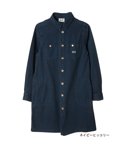 w closet(ダブルクローゼット)の「7ozスラブ入りデニムシャツワンピース(ワンピース/ドレス・レディース・ブルー/ヒッコリー/ネイビーヒッコリー・FREE)」の4枚目の写真