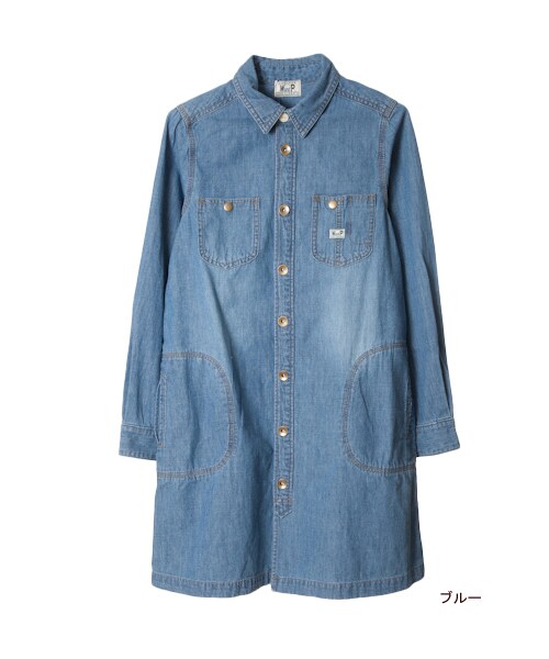 w closet(ダブルクローゼット)の「7ozスラブ入りデニムシャツワンピース(ワンピース/ドレス・レディース・ブルー/ヒッコリー/ネイビーヒッコリー・FREE)」の2枚目の写真