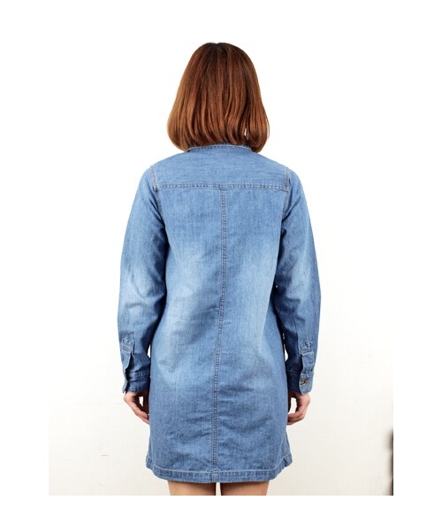 w closet(ダブルクローゼット)の「7ozスラブ入りデニムシャツワンピース(ワンピース/ドレス・レディース・ブルー/ヒッコリー/ネイビーヒッコリー・FREE)」の10枚目の写真