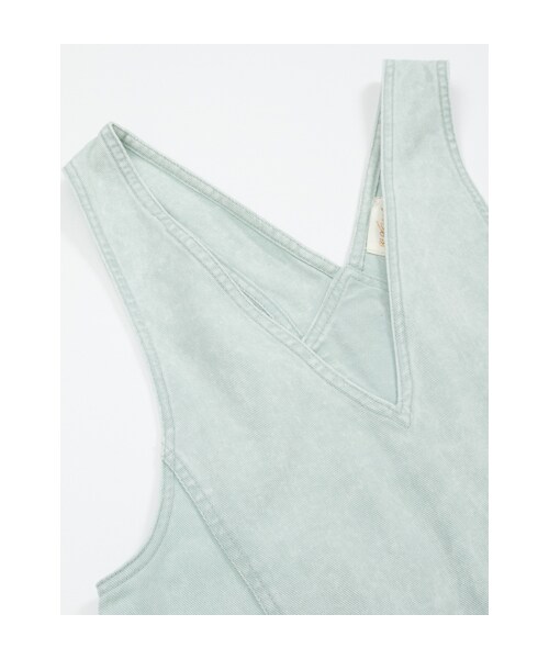 w closet（ダブルクローゼット）の「カツラギケミカルウォッシュＶネックジャンパースカート（ワンピース/ドレス・レディース・レモンイエロー/ミント/サックス・FREE）」の5枚目の写真