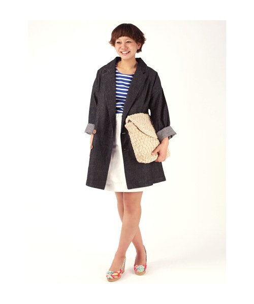 w closet(ダブルクローゼット)の「ボーダーパワーショルダープルオーバー(トップス・レディース・オフホワイト×ブラック/ブルー×オフホワイト/ブラック×オフホワイト・FREE)」の11枚目の写真