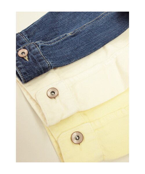 w closet(ダブルクローゼット)の「10ozスラブインディゴデニムGジャン(トップス・レディース・ブルー×デニム/オフホワイト×カツラギ/イエロー×カツラギ・FREE)」の7枚目の写真