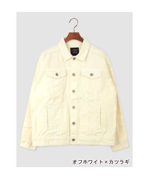 w closet(ダブルクローゼット)の「10ozスラブインディゴデニムGジャン(トップス・レディース・ブルー×デニム/オフホワイト×カツラギ/イエロー×カツラギ・FREE)」の3枚目の写真