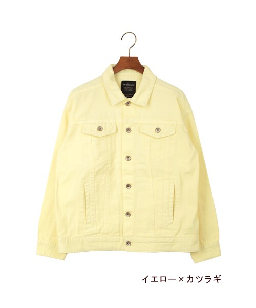 w closet(ダブルクローゼット)の「10ozスラブインディゴデニムGジャン(トップス・レディース・ブルー×デニム/オフホワイト×カツラギ/イエロー×カツラギ・FREE)」の4枚目の写真