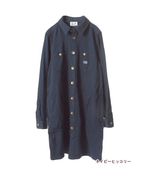 w closet(ダブルクローゼット)の「6ozデニム長袖シャツワンピース(ワンピース/ドレス・レディース・ブルー/ヒッコリー/ネイビーヒッコリー・FREE)」の4枚目の写真