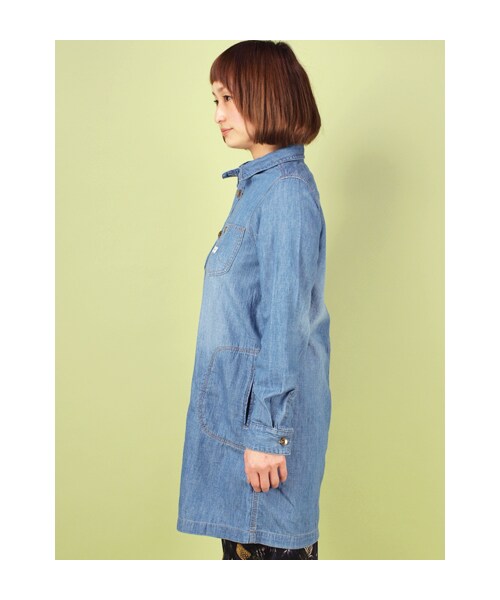 w closet(ダブルクローゼット)の「6ozデニム長袖シャツワンピース(ワンピース/ドレス・レディース・ブルー/ヒッコリー/ネイビーヒッコリー・FREE)」の5枚目の写真