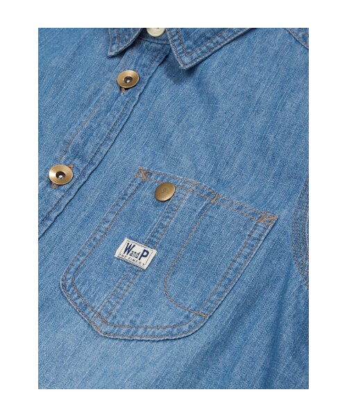 w closet(ダブルクローゼット)の「6ozデニム長袖シャツワンピース(ワンピース/ドレス・レディース・ブルー/ヒッコリー/ネイビーヒッコリー・FREE)」の8枚目の写真