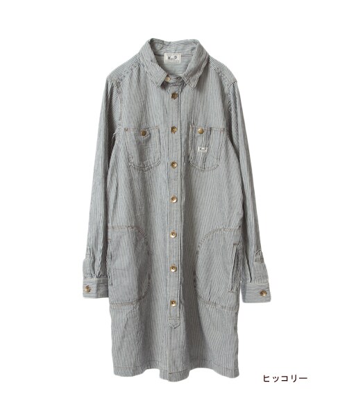 w closet(ダブルクローゼット)の「6ozデニム長袖シャツワンピース(ワンピース/ドレス・レディース・ブルー/ヒッコリー/ネイビーヒッコリー・FREE)」の3枚目の写真