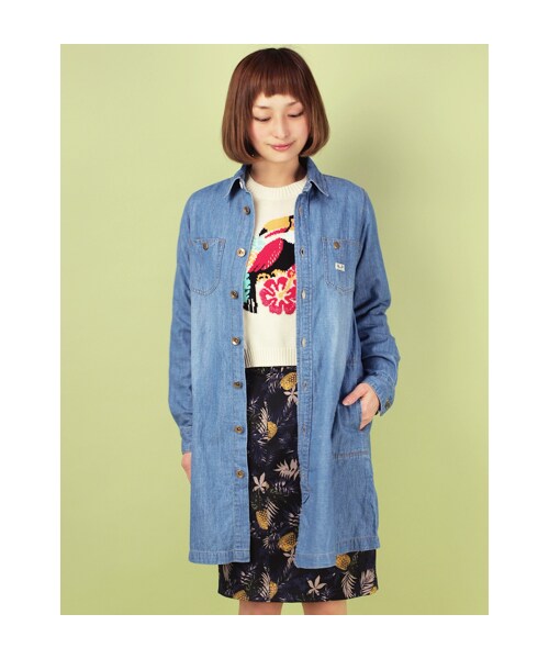 w closet(ダブルクローゼット)の「6ozデニム長袖シャツワンピース(ワンピース/ドレス・レディース・ブルー/ヒッコリー/ネイビーヒッコリー・FREE)」の1枚目の写真