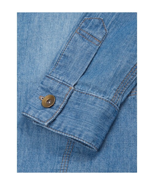 w closet(ダブルクローゼット)の「6ozデニム長袖シャツワンピース(ワンピース/ドレス・レディース・ブルー/ヒッコリー/ネイビーヒッコリー・FREE)」の10枚目の写真