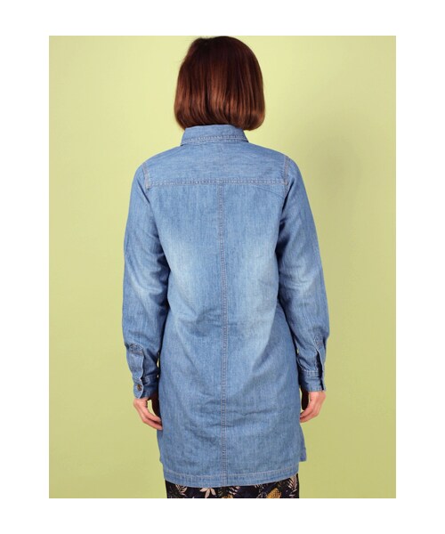 w closet(ダブルクローゼット)の「6ozデニム長袖シャツワンピース(ワンピース/ドレス・レディース・ブルー/ヒッコリー/ネイビーヒッコリー・FREE)」の6枚目の写真