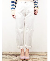 w closet | 10ozダメージ加工ボーイフレンドホワイトデニムパンツ(パンツ)