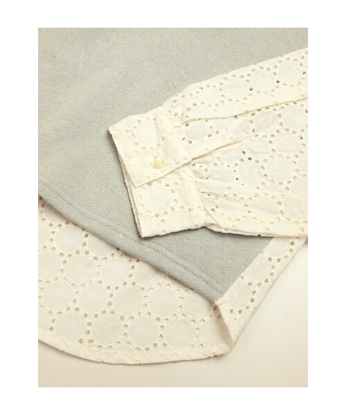 w closet（ダブルクローゼット）の「裏毛×袖レースクルーネックプルオーバー（トップス・レディース・オフホワイト/ミント/グレー・FREE）」の6枚目の写真