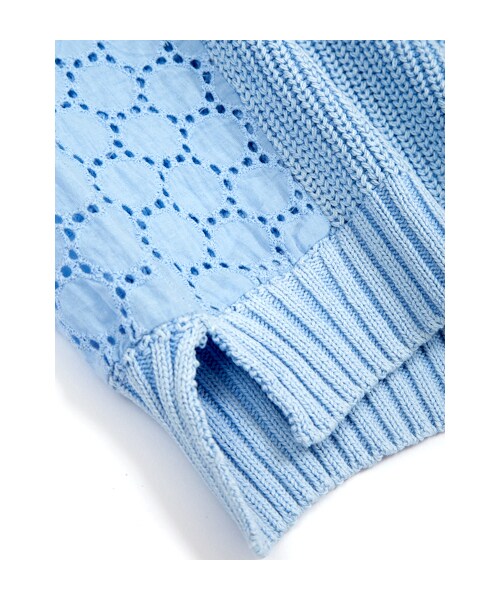 w closet（ダブルクローゼット）の「5Ｇ畦編みレース継ぎニットプルオーバー（トップス・レディース・オフホワイト/ミント/イエロー/サックス・FREE）」の7枚目の写真