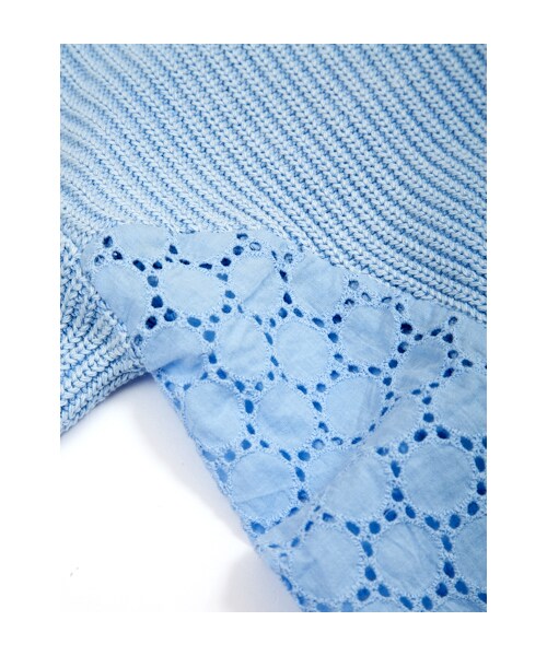 w closet（ダブルクローゼット）の「5Ｇ畦編みレース継ぎニットプルオーバー（トップス・レディース・オフホワイト/ミント/イエロー/サックス・FREE）」の9枚目の写真