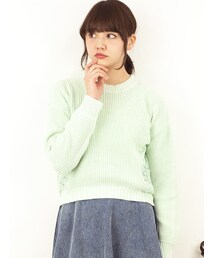 w closet | 5Ｇ畦編みレース継ぎニットプルオーバー(トップス)