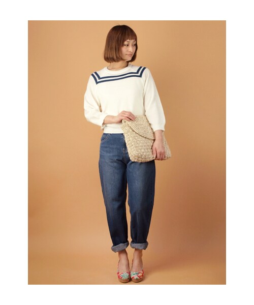 w closet（ダブルクローゼット）の「7.5OZスラブ入りボーイフレンドデニムパンツ（パンツ・レディース・ブルー/ワンウォッシュ・FREE）」の11枚目の写真