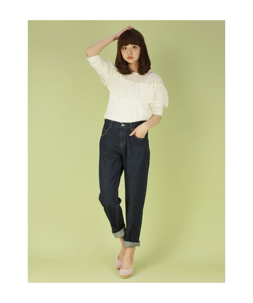 w closet（ダブルクローゼット）の「7.5OZスラブ入りボーイフレンドデニムパンツ（パンツ・レディース・ブルー/ワンウォッシュ・FREE）」の10枚目の写真