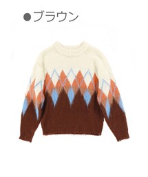 Bobon21 | レトロガーリーダイヤ柄ニット -全２色-(ニット/セーター)