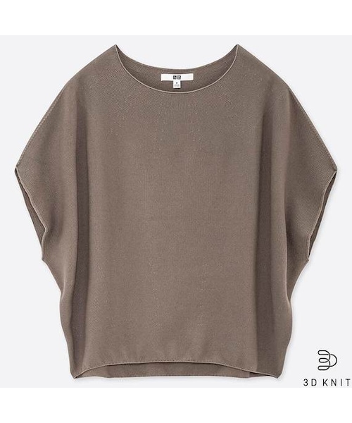 UNIQLO（ユニクロ）の「3Dコットンコクーンクルーネックセーター（半袖）（ニット/セーター・レディース・BLACK 09/PURPLE 74/OFF WHITE 01/GRAY 06・L/S/XXL/M/XS/XL）」の3枚目の写真