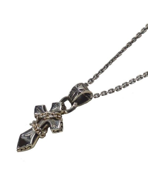 Handmade ハンドメイド の シルバーネックレス チェーン巻きクロス メンズ レディース 角あずきチェーン 40cm ネックレス Wear