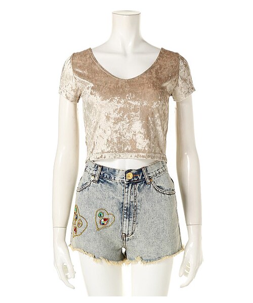 FIG&VIPER（フィグアンドバイパー）の「ベロアショートTOP（トップス・レディース・グレー/ピンク/パープル/ホワイト・FREE）」の2枚目の写真