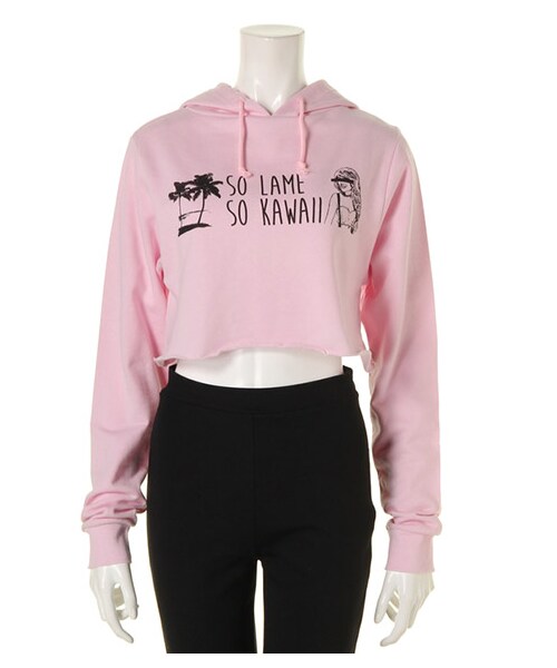 FIG&VIPER（フィグアンドバイパー）の「ショートフーディ SO LAME（トップス・レディース・ブラック/ライトブルー/ライトピンク/レッド/ホワイト・FREE）」の4枚目の写真