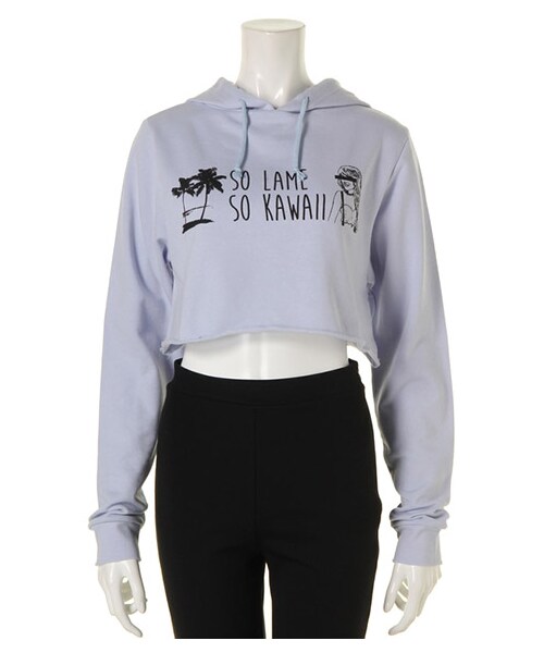 FIG&VIPER（フィグアンドバイパー）の「ショートフーディ SO LAME（トップス・レディース・ブラック/ライトブルー/ライトピンク/レッド/ホワイト・FREE）」の3枚目の写真