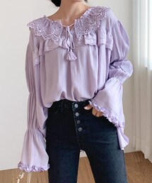 DHOLIC | レースカラーギャザーブラウス(シャツ/ブラウス)