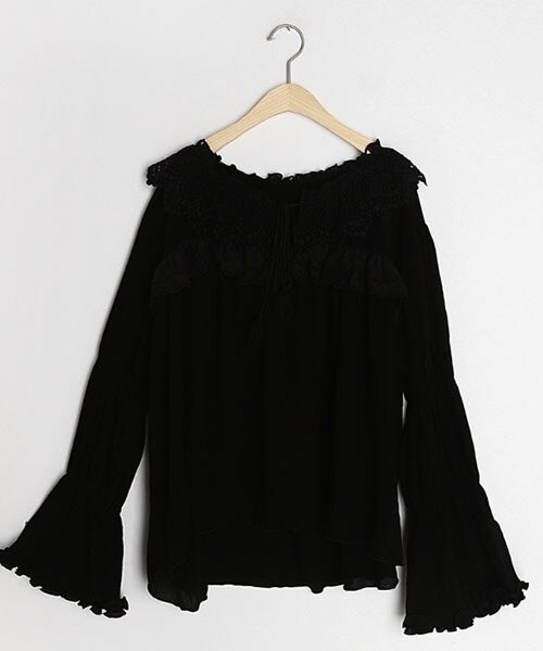DHOLIC（ディーホリック）の「レースカラーギャザーブラウス（シャツ/ブラウス・レディース・パープル/ホワイト/ブラック・FREE）」の3枚目の写真