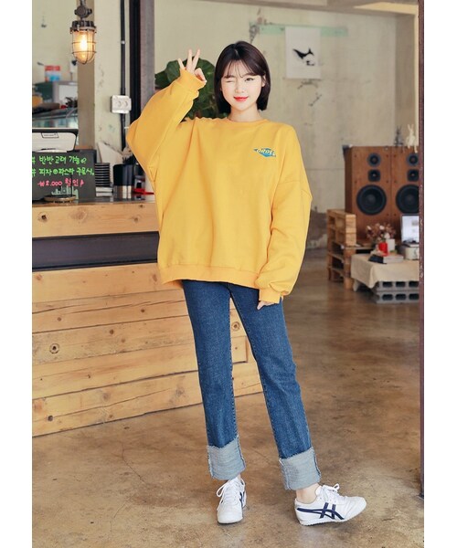 HOTPING(ホッピン)の「ORDERレタリングスウェットプルオーバー(スウェット・レディース・Yellow/Black/Green/Grey・フリーサイズ)」の1枚目の写真