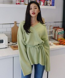 DHOLIC | ストラップSETルーズVネックニット(ニット/セーター)