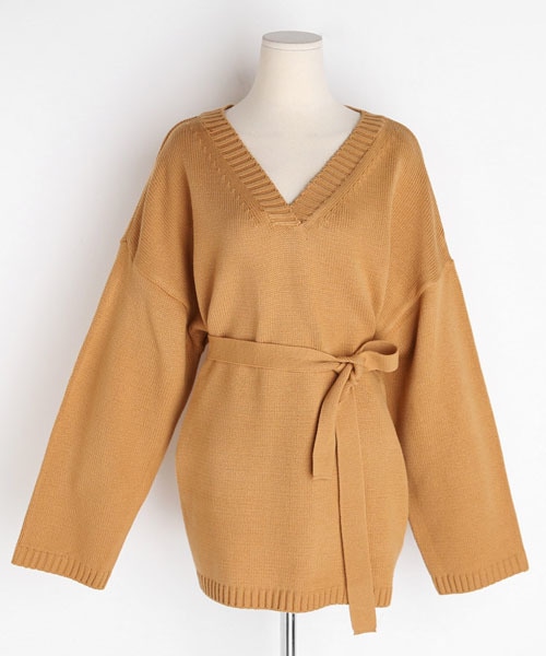 DHOLIC（ディーホリック）の「ストラップSETルーズVネックニット（ニット/セーター・レディース・グリーン/ホワイト/オレンジ/ブラック・FREE）」の4枚目の写真