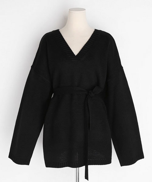 DHOLIC（ディーホリック）の「ストラップSETルーズVネックニット（ニット/セーター・レディース・グリーン/ホワイト/オレンジ/ブラック・FREE）」の3枚目の写真