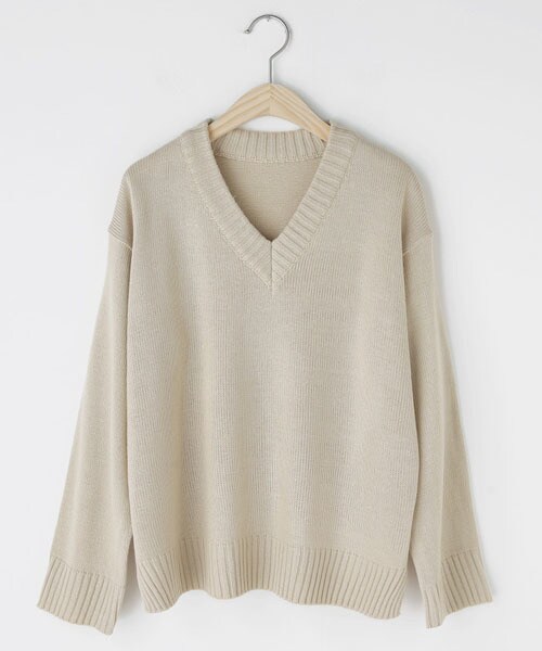 DHOLIC（ディーホリック）の「スリットVネックニット（ニット/セーター・レディース・ピンク/ホワイト/ベージュ/ブラック・FREE）」の4枚目の写真