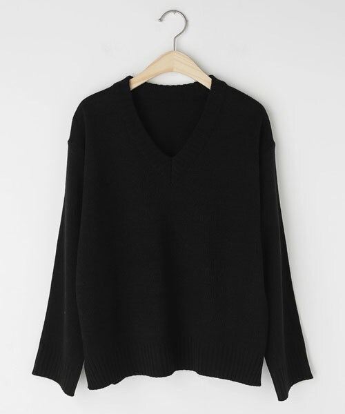 DHOLIC（ディーホリック）の「スリットVネックニット（ニット/セーター・レディース・ピンク/ホワイト/ベージュ/ブラック・FREE）」の3枚目の写真