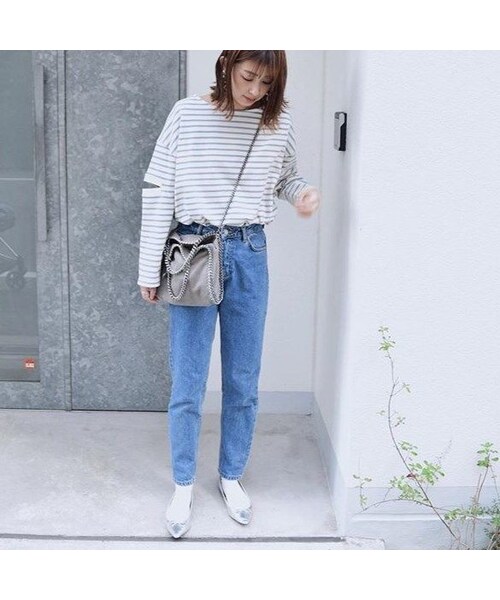 no brand（ノーブランド）の「[ RE-ARRIVAL ]ボーダースリットPO（Tシャツ/カットソー・レディース・その他）」の3枚目の写真