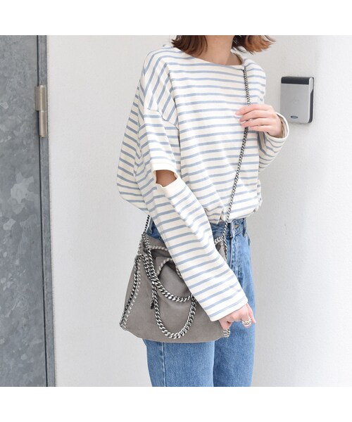 no brand（ノーブランド）の「[ RE-ARRIVAL ]ボーダースリットPO（Tシャツ/カットソー・レディース・その他）」の2枚目の写真