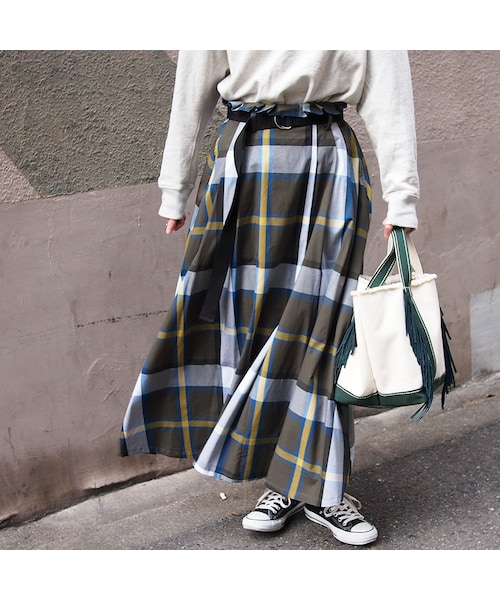 no brand（ノーブランド）の「チェックフレアロングSK（スカート・レディース・その他）」の3枚目の写真