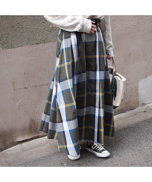 no brand（ノーブランド）の「チェックフレアロングSK（スカート・レディース・その他）」の2枚目の写真